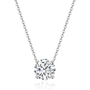 925 Sterling Silver Gold Plated Necklaces for Women Solitaire 1.5 Carat Necklace